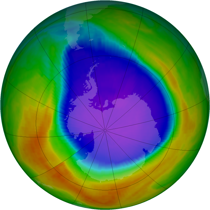 Antarctic ozone map for 07 October 2000